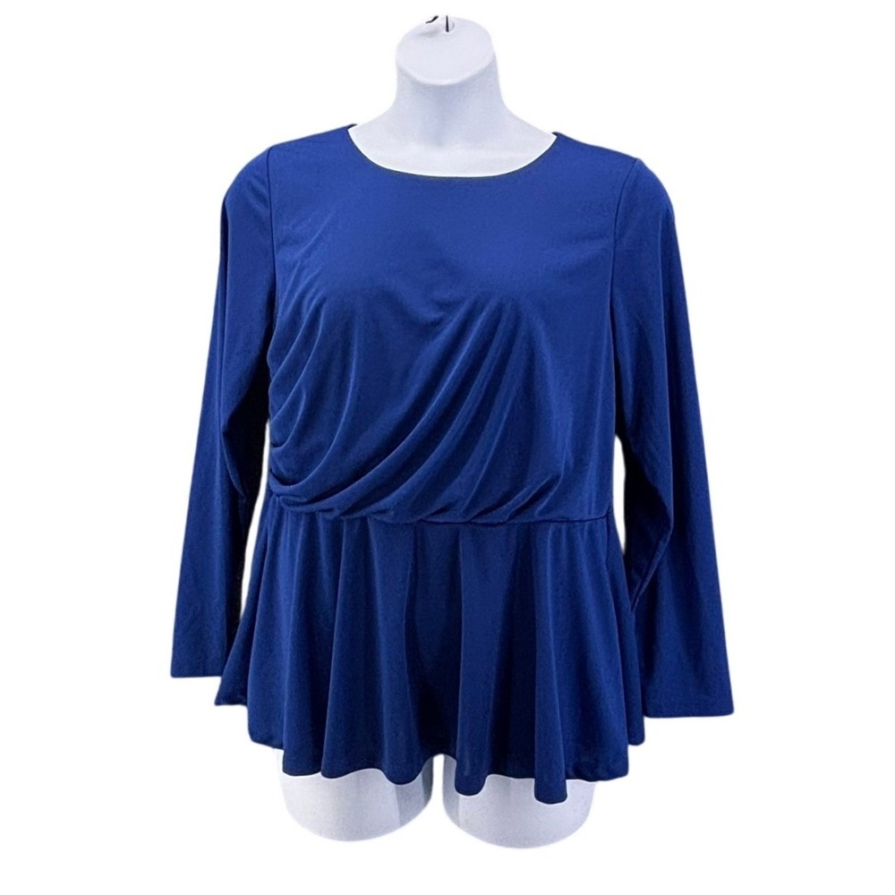 Eloquii Draped Peplum Top Royal Blue 16‎